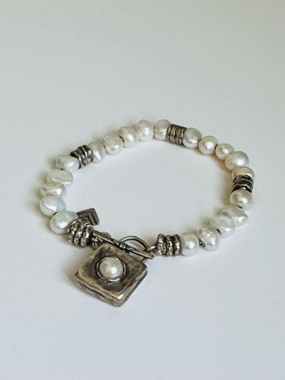 Silpada Vintage Sterling Silver and Freshwater Pearl Bracelet